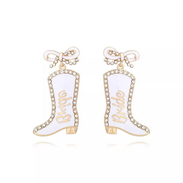 Cowgirl Boot Dangle Earrings with Bow