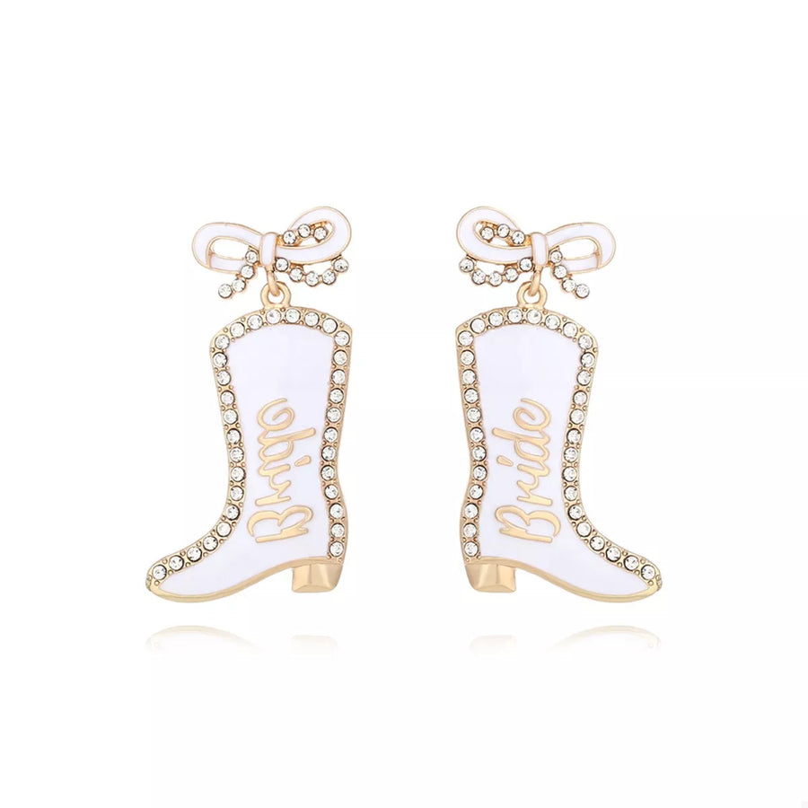 Cowgirl Boot Dangle Earrings with Bow
