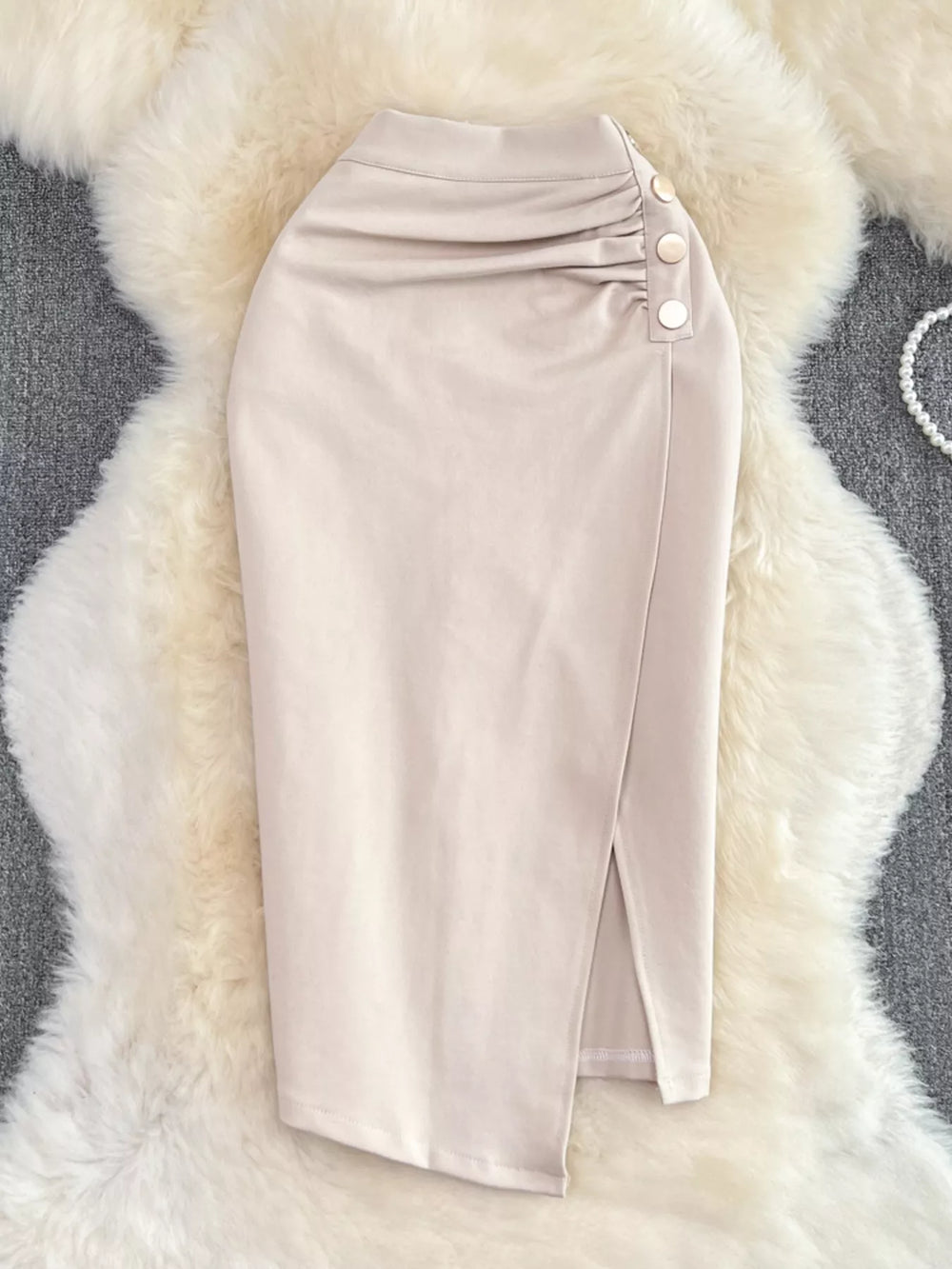 Ruched Slit Skirt