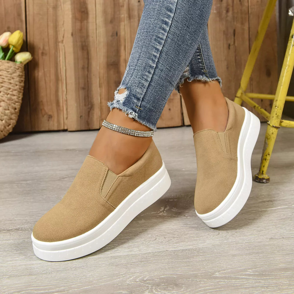 Round Toe Platform Slip-Ons