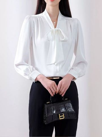 Full Size Tie Front Long Sleeve Shirt Plus Size