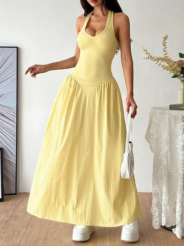 Halter Ruched Maxi Dress