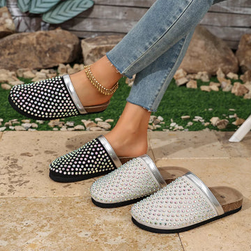 Sparkling Rhinestone Embellished Slip On Sandals