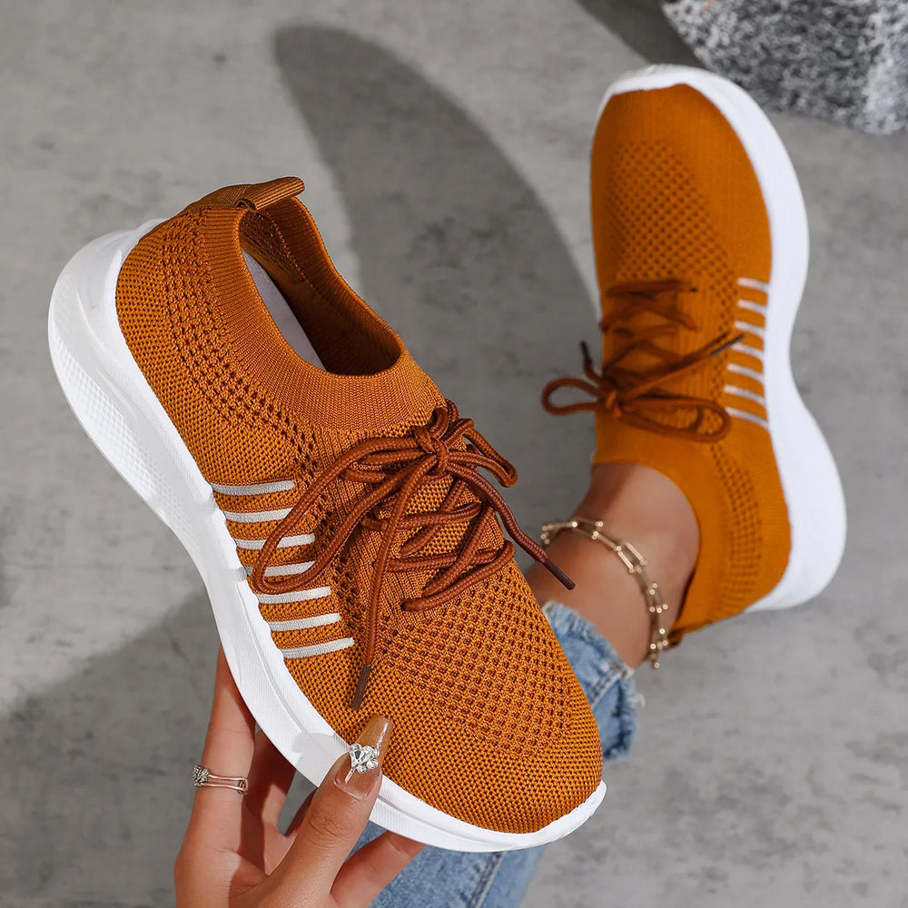 Breathable Mesh Lace-Up Athletic Sneakers