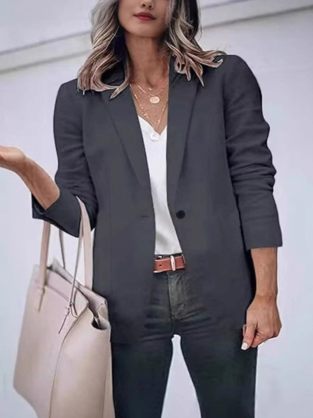 Slim-Fit Single-Button Casual Blazer