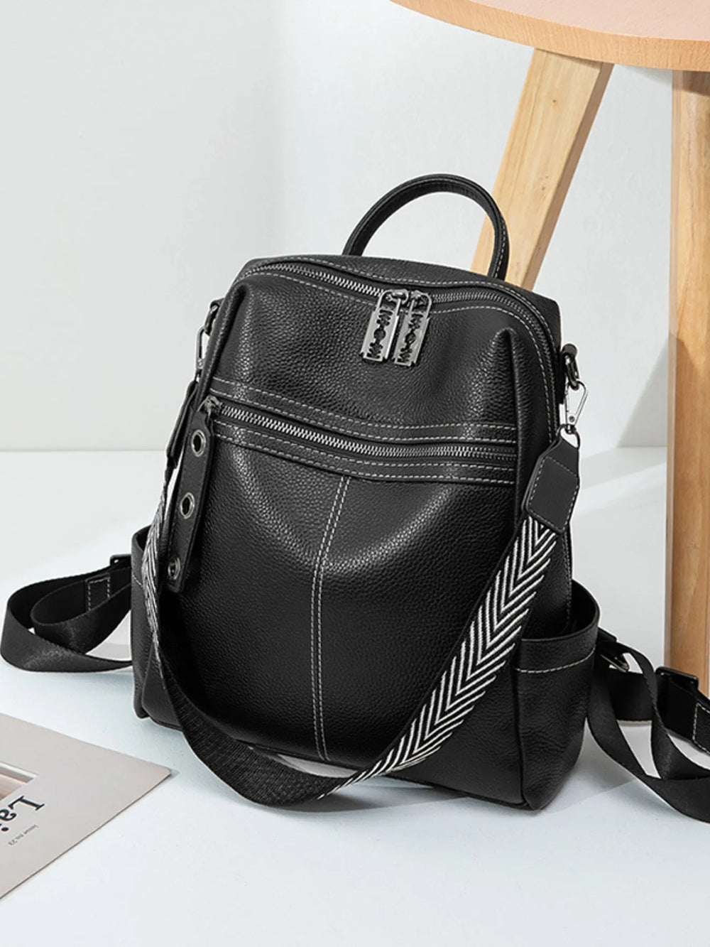 Leather Multi Compartment Backpack Bag