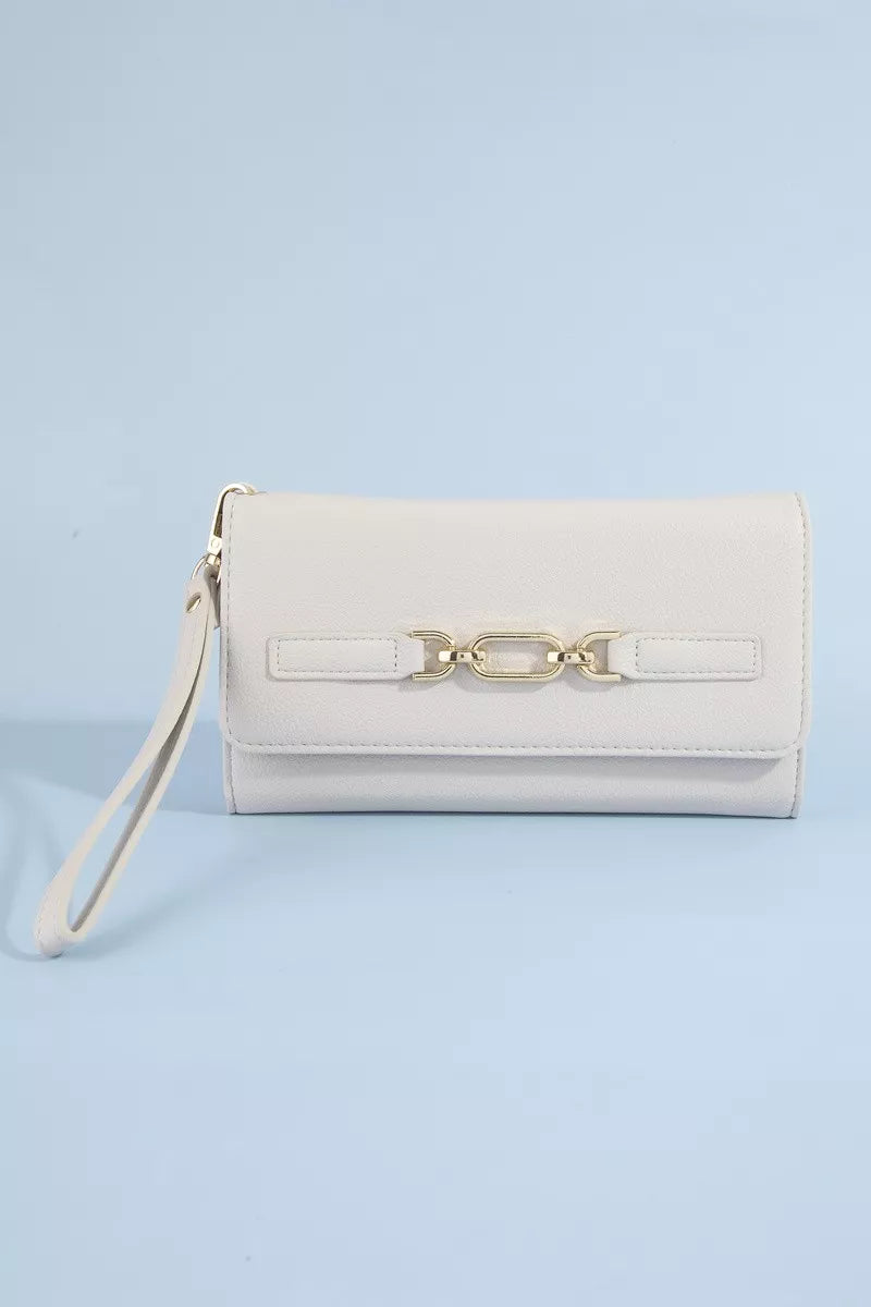 Fame Vegan Leather Chain Buckle Wristlet Wallet