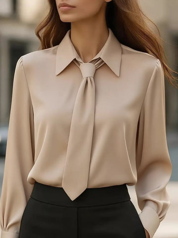 Tie-Neck Long Sleeve Blouse