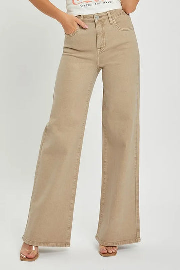 RISEN Full Size Tummy Control High Rise Wide Leg Jeans Plus Size