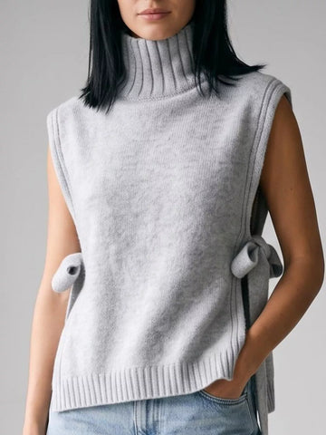 Turtleneck Side-Tie Knit Sweater Vest