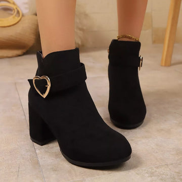 Round Toe Block Heels Boots