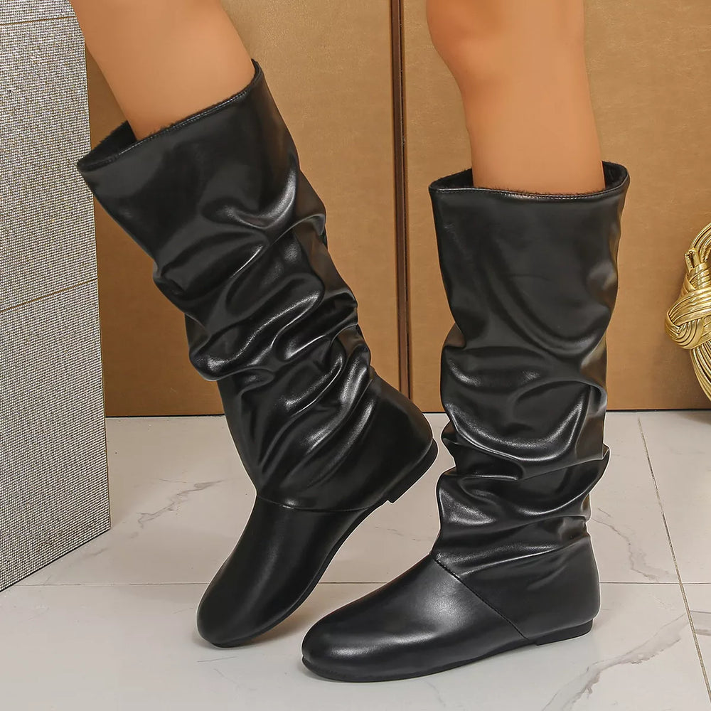Slouchy Mid-Calf Boots