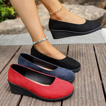 Round Toe Wedge Slip Ons