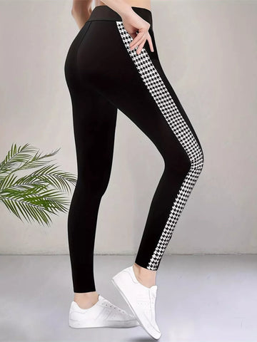 High-Waisted Side Houndstooth Active Leggings