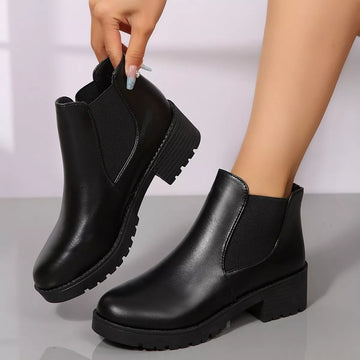 Round Toe Block Heels Boots