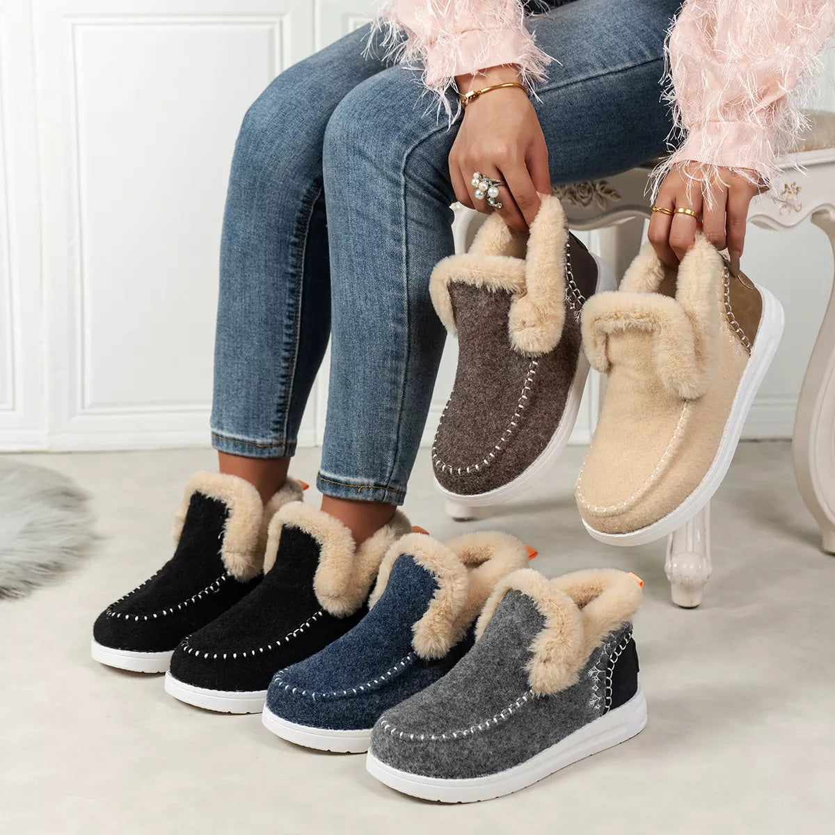 Round Toe Winter Ankle Boots