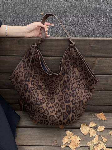 Leopard Print Large Tote Bag