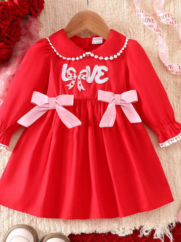 Children's Bow Long Sleeve Dress