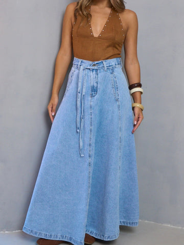 High Waisted Denim Skirt