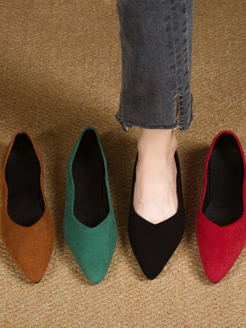 Solid Point Toe Slip Ons