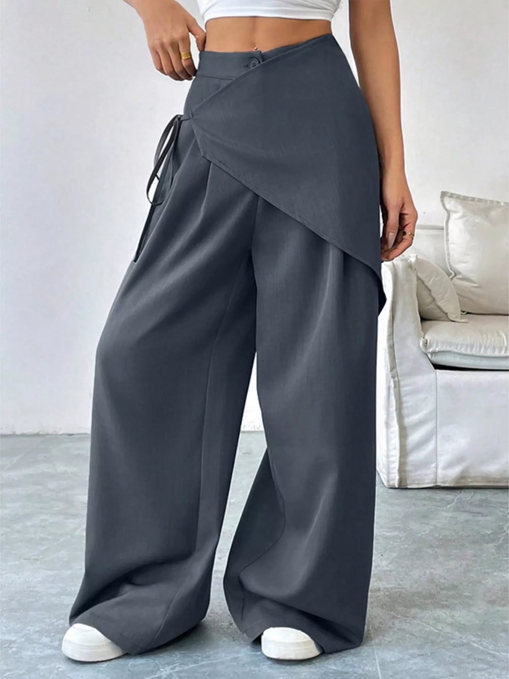 Asymmetrical Wrap Wide Leg Pants