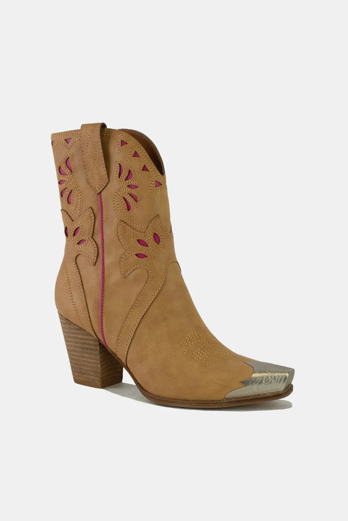 Beast Fashion Cut Out Floral Embroidery Boots