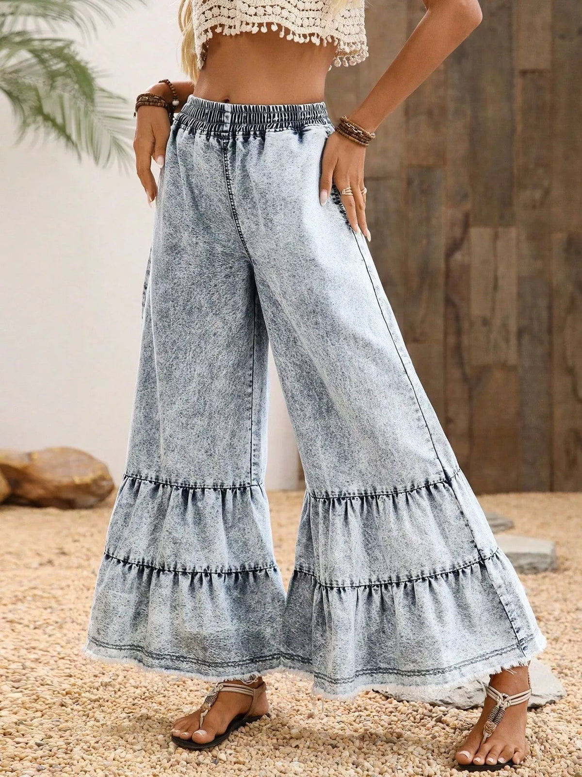 Raw-Hem Flare Jeans