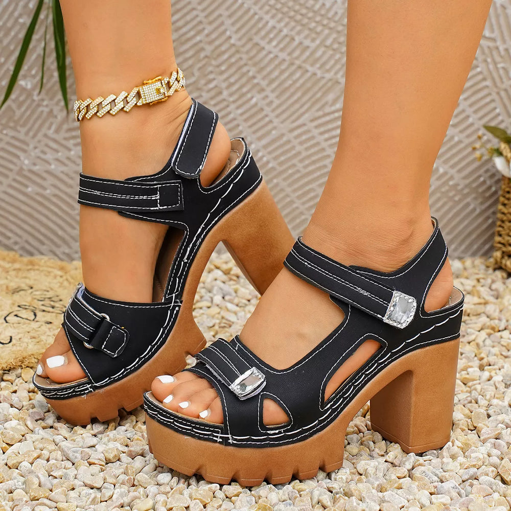 Open Toe Block Heel Sandals