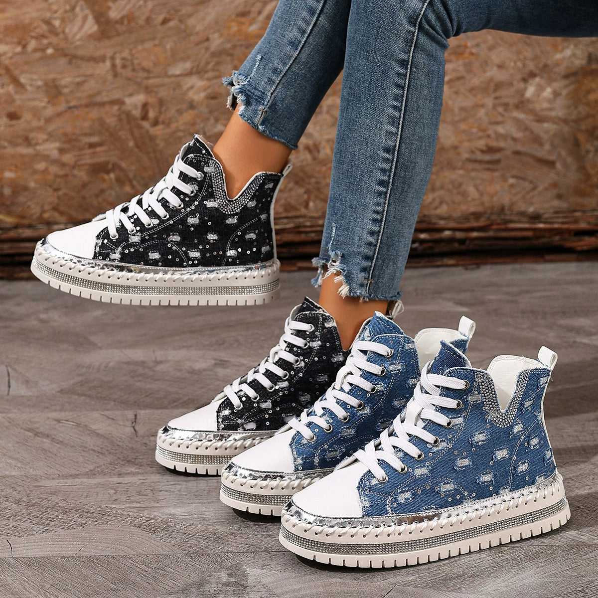 Lace-Up Platform Sneakers