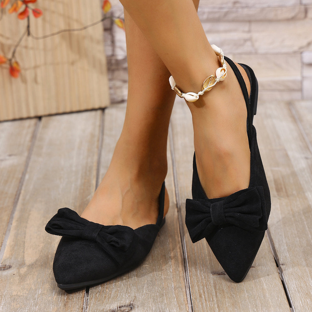 Bow Decor Slingback Slip Ons