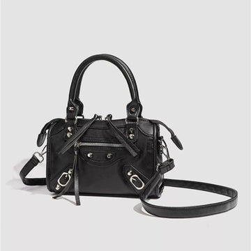 Motorcycle Style Studded Leather Crossbody Bag