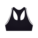 Serein Queen women's halter yoga sports bra in black and white, front view
