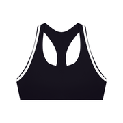 Serein Queen women's halter yoga sports bra in black and white, front view