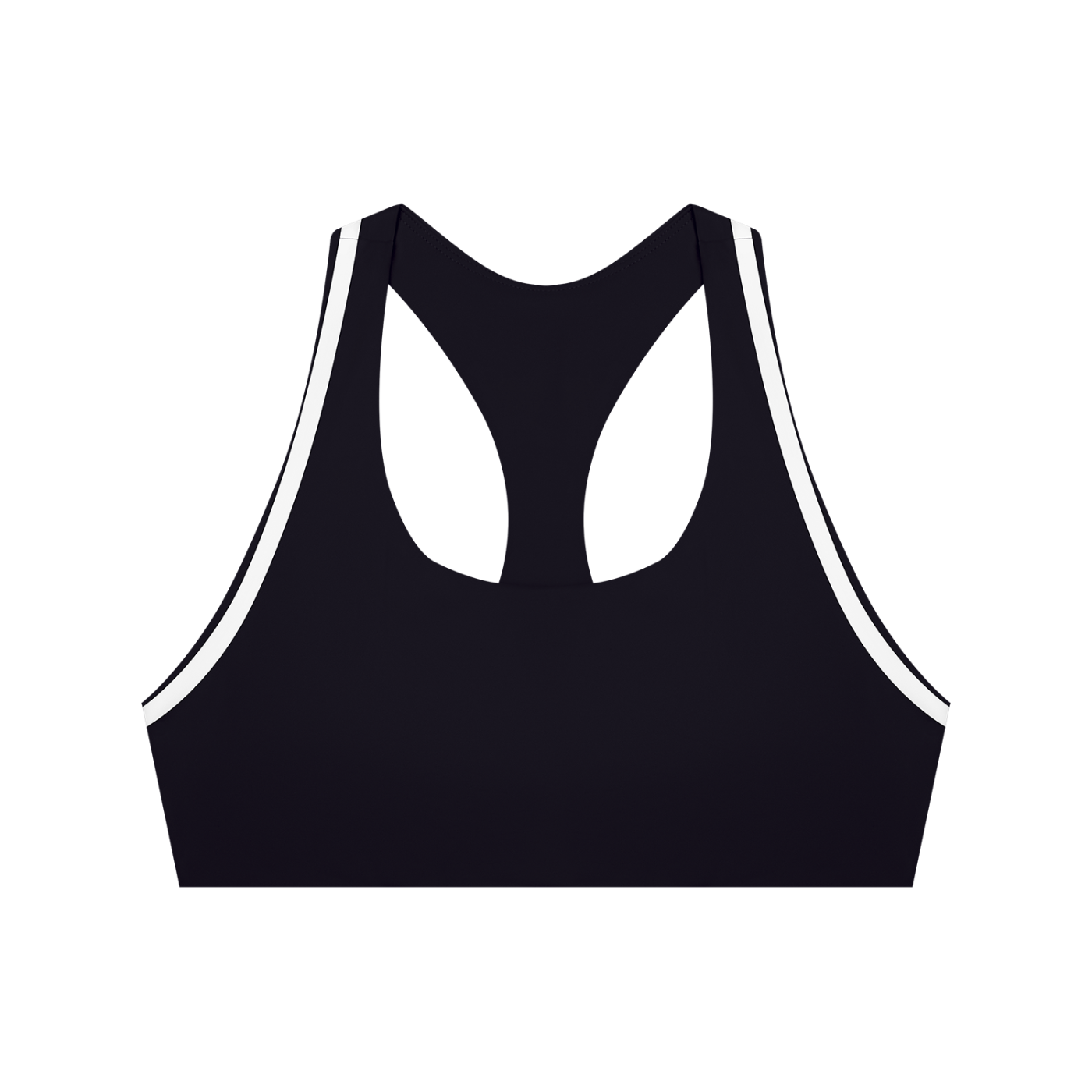 Serein Queen women's halter yoga sports bra in black and white, front view