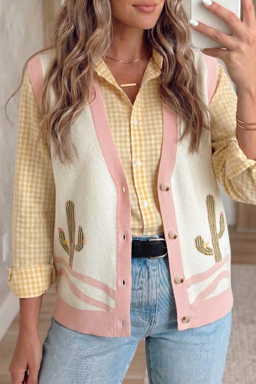 Cactus Pattern Sweater Vest