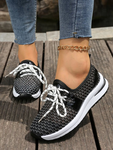Breathable Mesh Lace-Up Athletic Sneakers