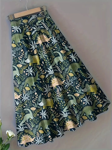 Printed Elastic Waist Skirt