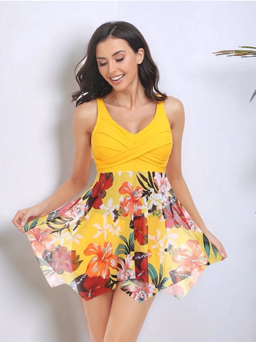 Printed Wide Strap Two Piece Swim Set
