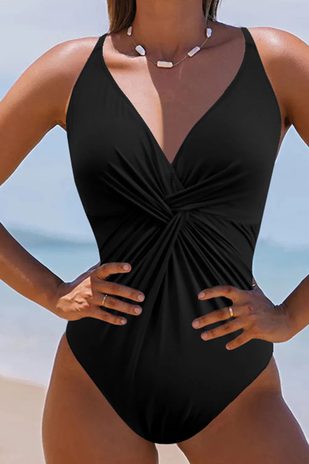 Twisted Crisscross V Neck One Piece Swimwear
