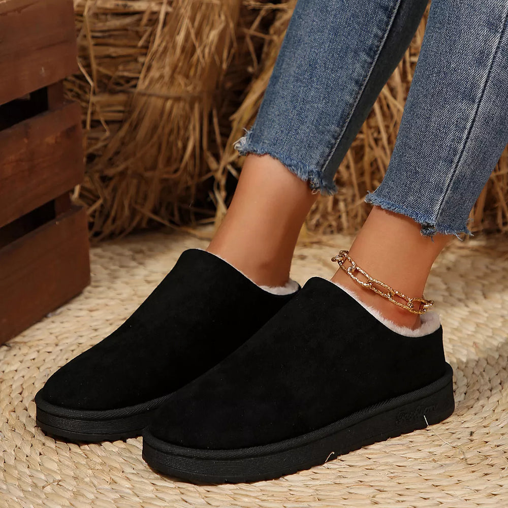 Round Toe Plush Lined Ankle Boots