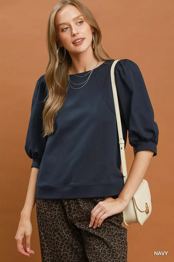 Umgee Puff-Sleeve Sweatshirt