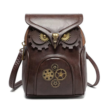 Steampunk Owl Design Crossbody Bag