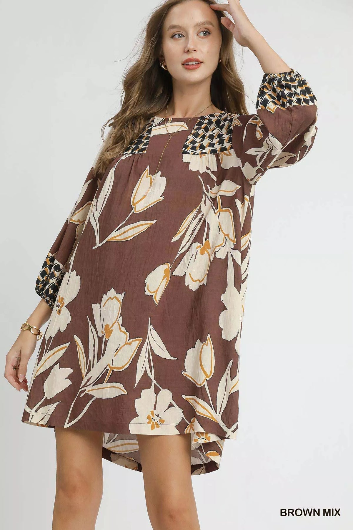 Umgee Floral High Low Babydoll Dress
