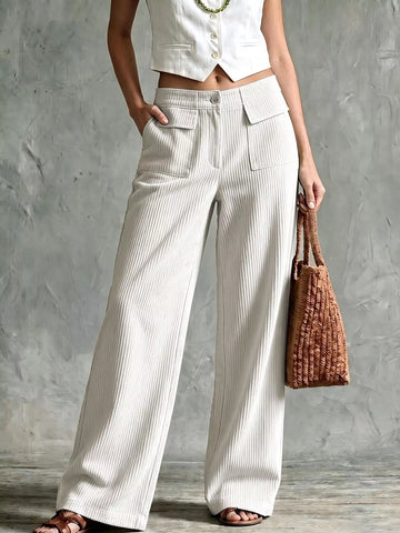 Full Size Wide-Leg Corduroy Pants Plus Size