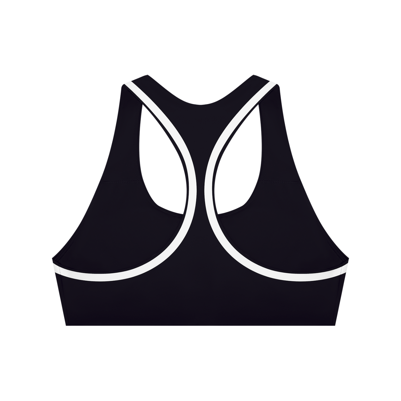 Serein Queen women's halter yoga sports bra in black and white, back view