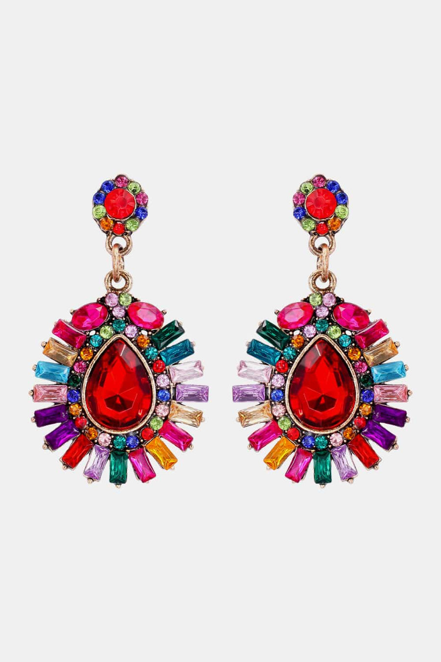 Teardrop Shape Glass Stone Dangle Earrings