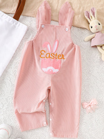 Children's Easter Bunny Embroidered Corduroy Overalls