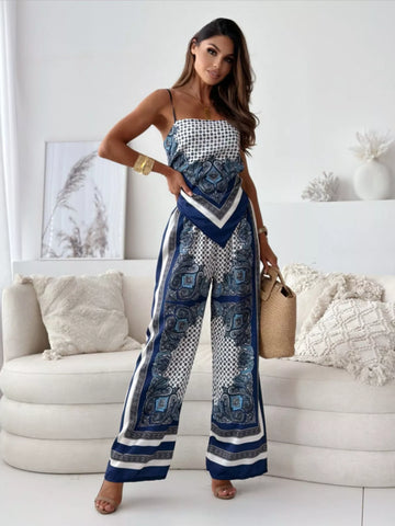Printed Cami & Wide Leg Pants Set