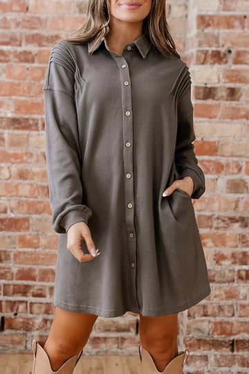 Casual Button-Down Dress with Pockets