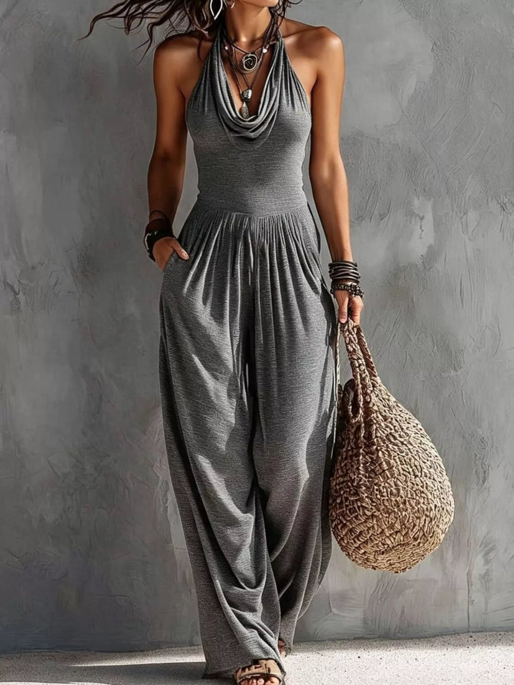 Halter Neck Wide-Leg Jumpsuit
